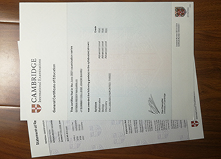 Cambridge GCE certificate and transcript