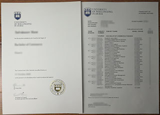 University of Wollongong in Dubai degree and transcript