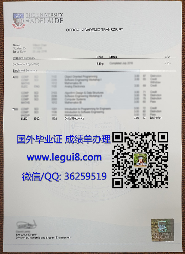 University of Adelaide transcript