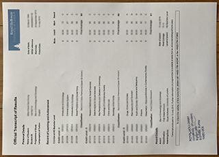 Royal Holloway, University of London transcript