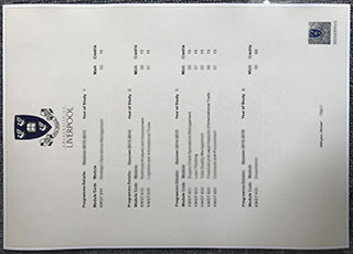 University of Liverpool transcript