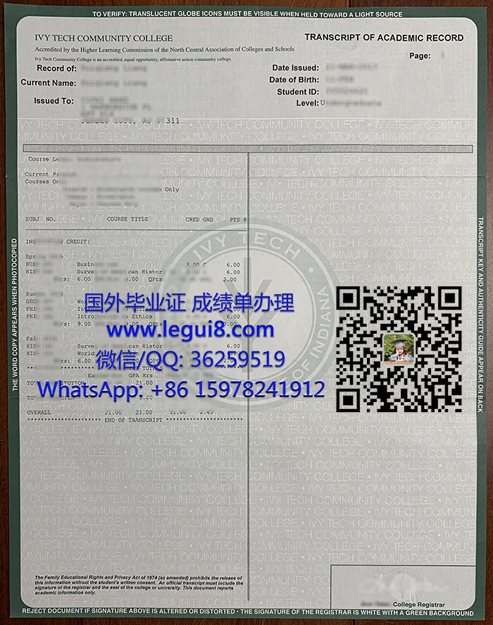 Look for Ivy Tech Community College transcript and envelope, fake Ivy