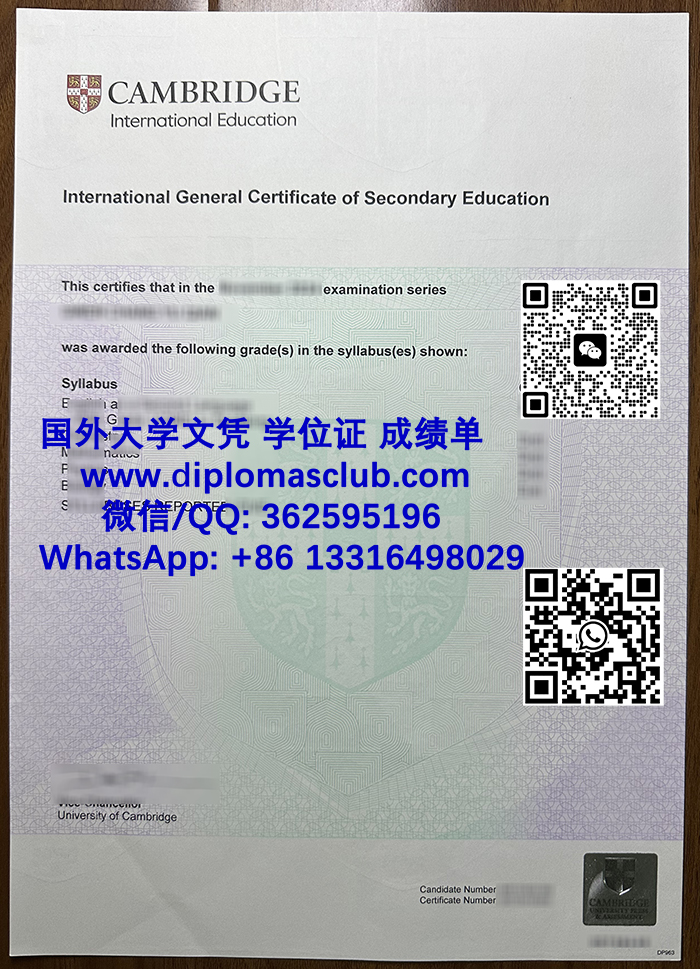 Cambridge IGCSE certificate