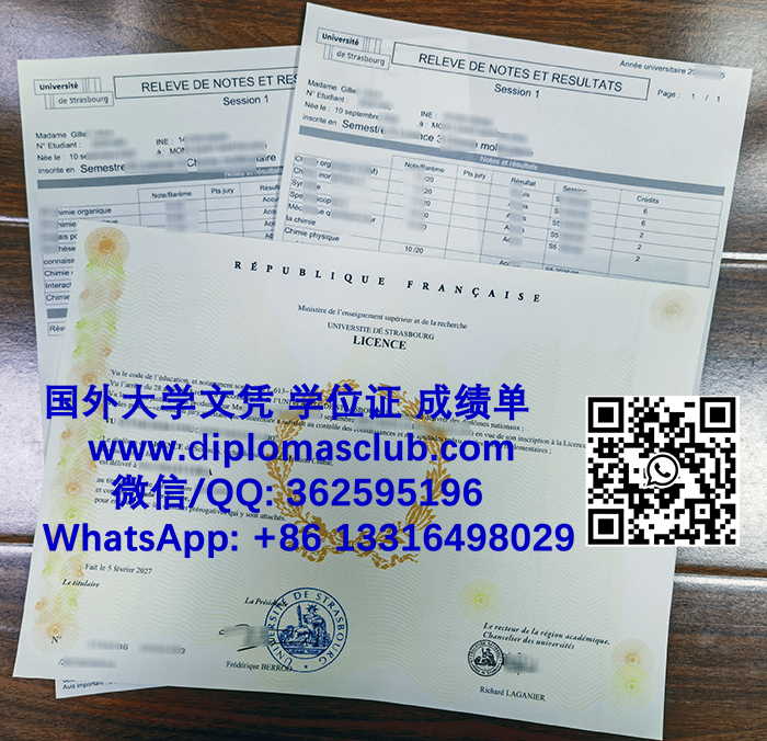 Université de Strasbourg diploma and transcript